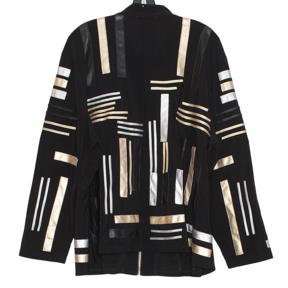 Drapers & Damons Jacket Minimalist Contemporary Artsy Zip Metallic Black 3XL - Picture 3 of 7
